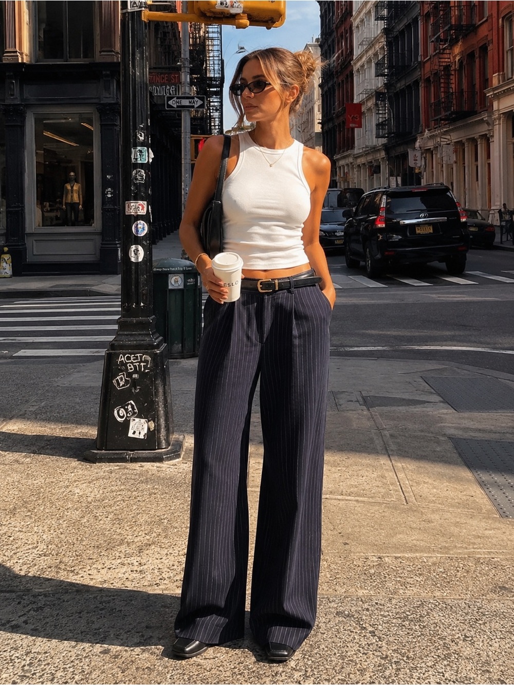 Black Pinstripe Flare Jeans